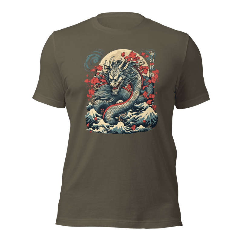 Army- Japanese Dragon T-shirt, Tokio Japan, Sanurai tee, gift for dad, gift for him, tee, Shirt, kawaii, Japanese Dragon, Japanese Graphic Tee, Japanese Cumture apparel, Japanese Shirt, ryohei fuke, david finch, oriental, wimmelbilder, kurzgesagt, shodo, manga style, carl eugen keel, maritime scenes,  otto müller