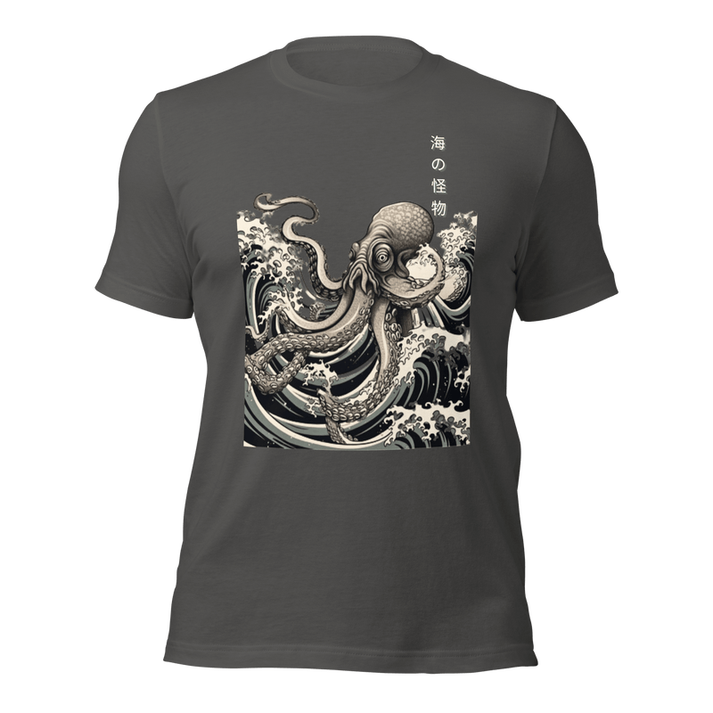Asphalt- Japanese Octopus Tshirt, Japanese Calligraphy T Shirt, Gyotaku, Traditional Art, Japan Anime, Manga, Gold Print, Yoga, Martial Arts, Samurai, Mens Womens Printed Tee, Gift for him, Gift for dad, Japanese art, Japanese Culture apparel, Japanese Graphic Tee, ryohei fuke, david finch, oriental, wimmelbilder, kurzgesagt, shodo, manga style, carl eugen keel, maritime scenes,  otto müller