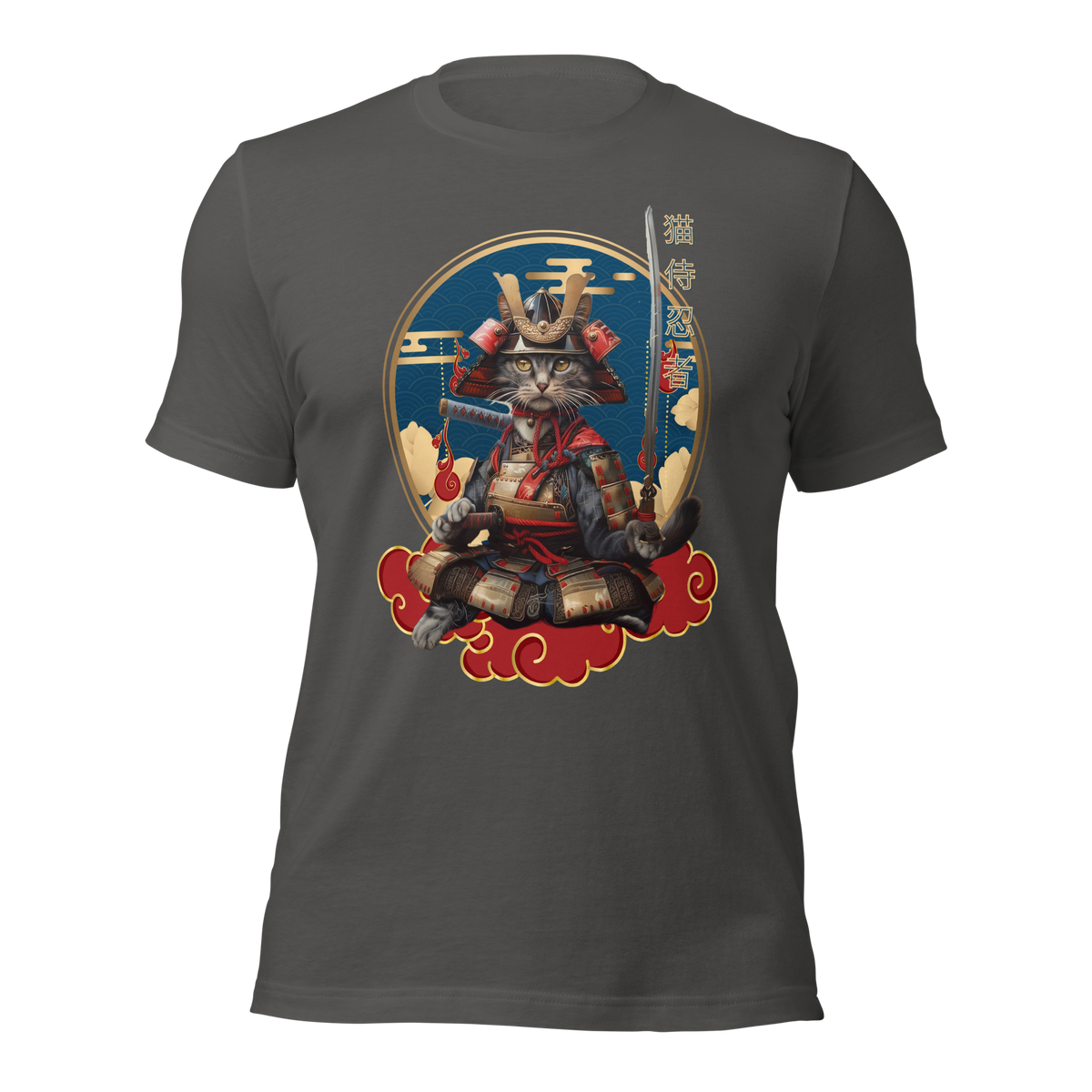 Japanese Kawaii Tee, Ninja Cat T-Shirt, Samurai Cat Tatoo, Samurai Cat Shirt, Ninja Samurai Kitten, Cat Lover T-Shirt, gift for cat lover, cat mom shirt, cat dad shirt, Kawaii Samurai cat, Traditional art, Japanese Art shirt, Samurai Cat