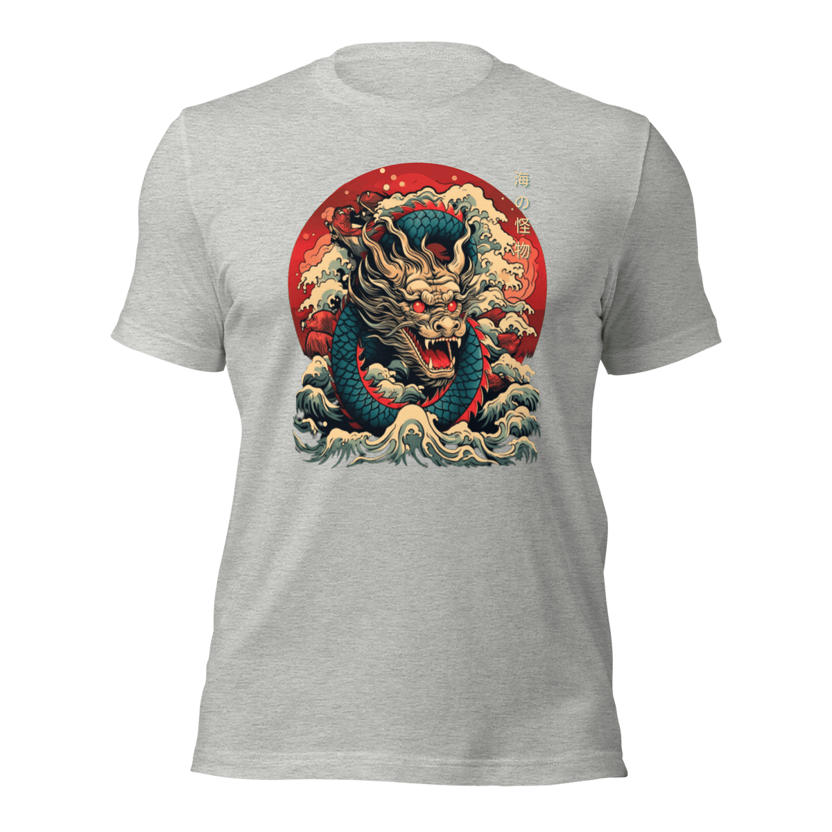 Athletic Heather- Japanese Dragon T-shirt, Tokio Japan, Sanurai tee, gift for dad, gift for him, tee, Shirt, kawaii, Japanese Dragon, Japanese Graphic Tee, Japanese Cumture apparel, Japanese Shirt, ryohei fuke, david finch, oriental, wimmelbilder, kurzgesagt, shodo, manga style, carl eugen keel, maritime scenes,  otto müller
