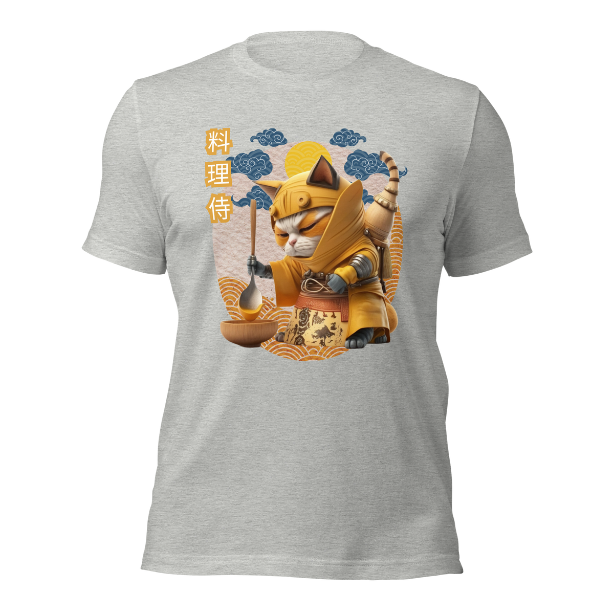 Athletic Heather- Tokyo Japan  Streetwear  Samurai Sword  Samurai Cat Tattoo Style Shirt  Ninja Samurai Kitten  kawaii tee  Japanese Shirt  Japanese Kawaii Ninja Cat T-Shirt  Japanese Graphic Tee  Japanese apparel  Gift for him  Gift for dad  Cat Lover T-Shirt