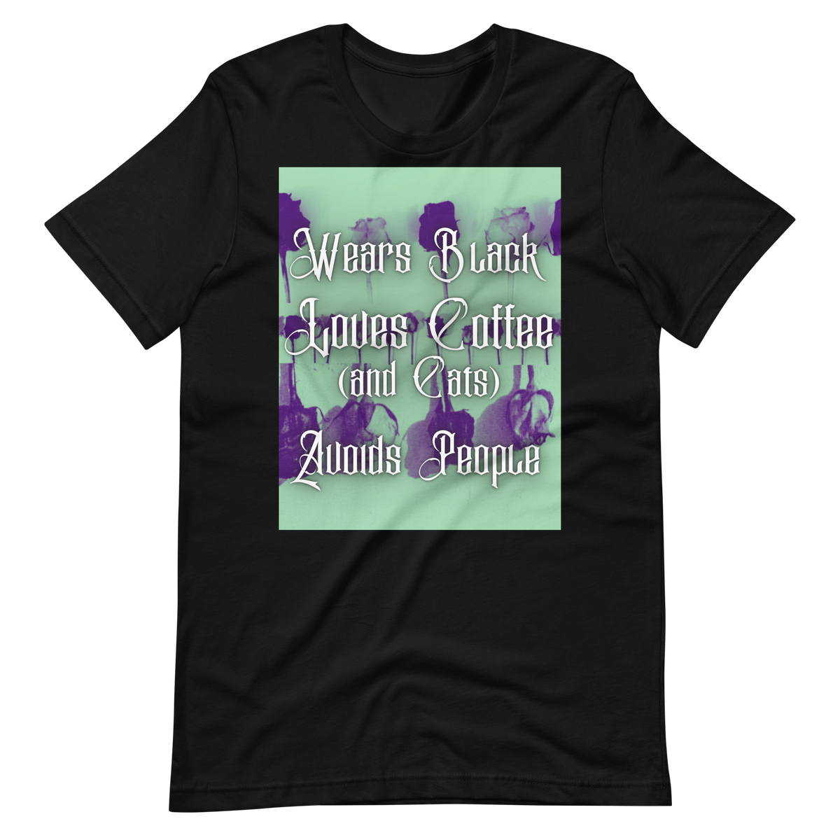 womens tshirt  Wears black tshirt  Wears Black Loves Coffee Avoids People  loves coffee tshirt  loves coffee and cats  loves cats  introvert humor  graphic tee  Gift For Her  Funny Women's Graphic Tee  funny tshirt  funny shirt  coffee lover  Coffee humor shirt  coffee drinker  Boho Trendy Shirts  black unisex tee  avoids people tshirt